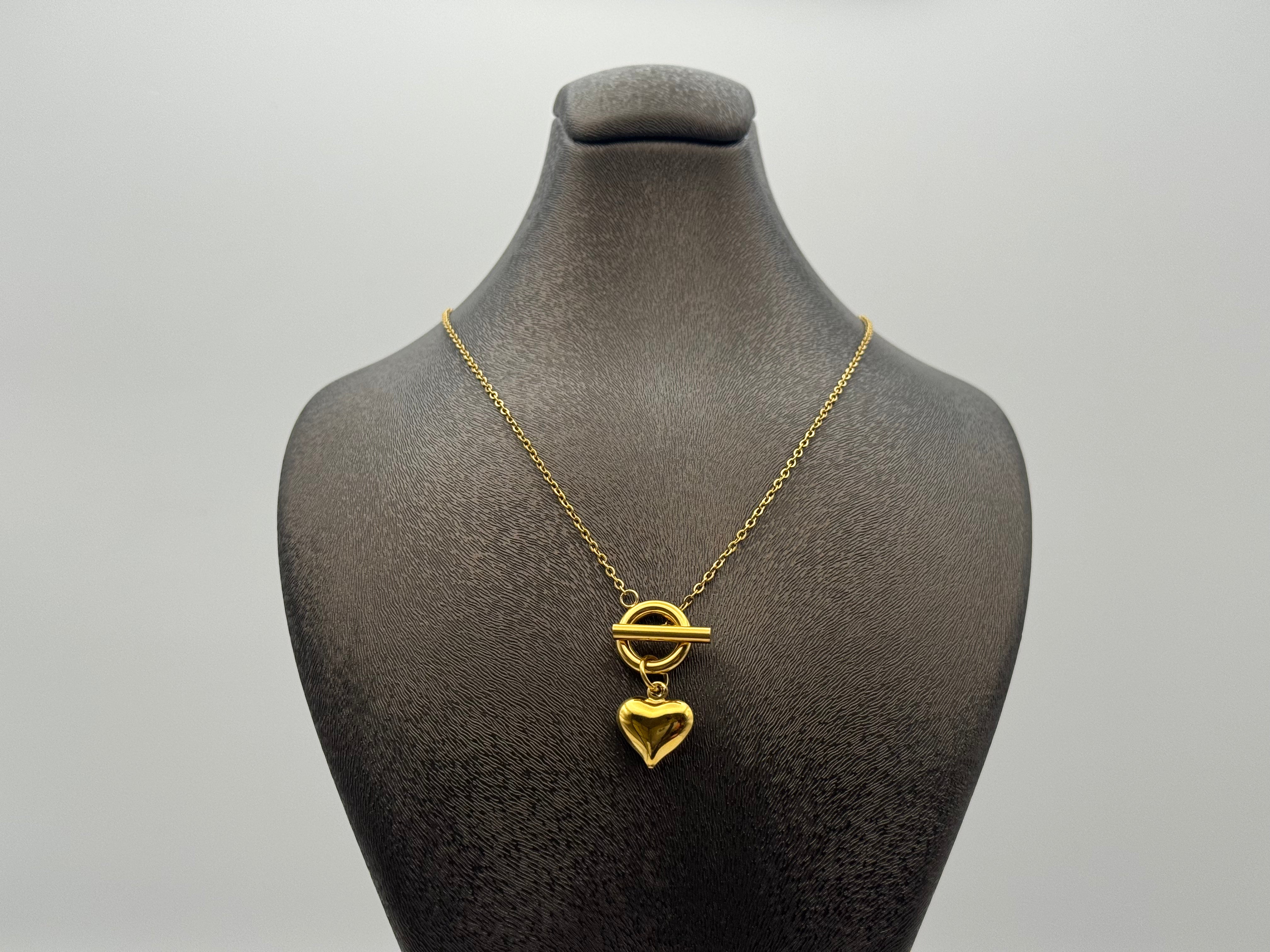 Gold Necklace with Heart Charm