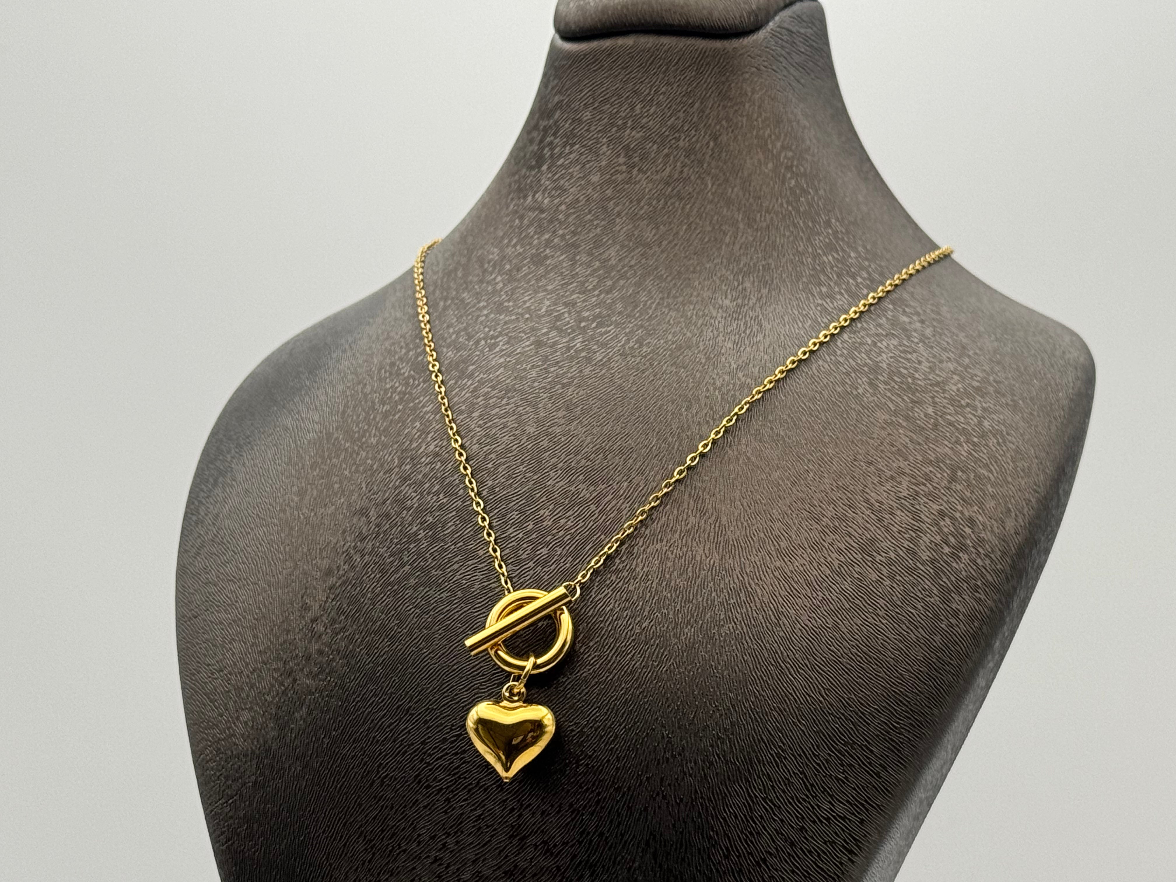Gold Necklace with Heart Charm