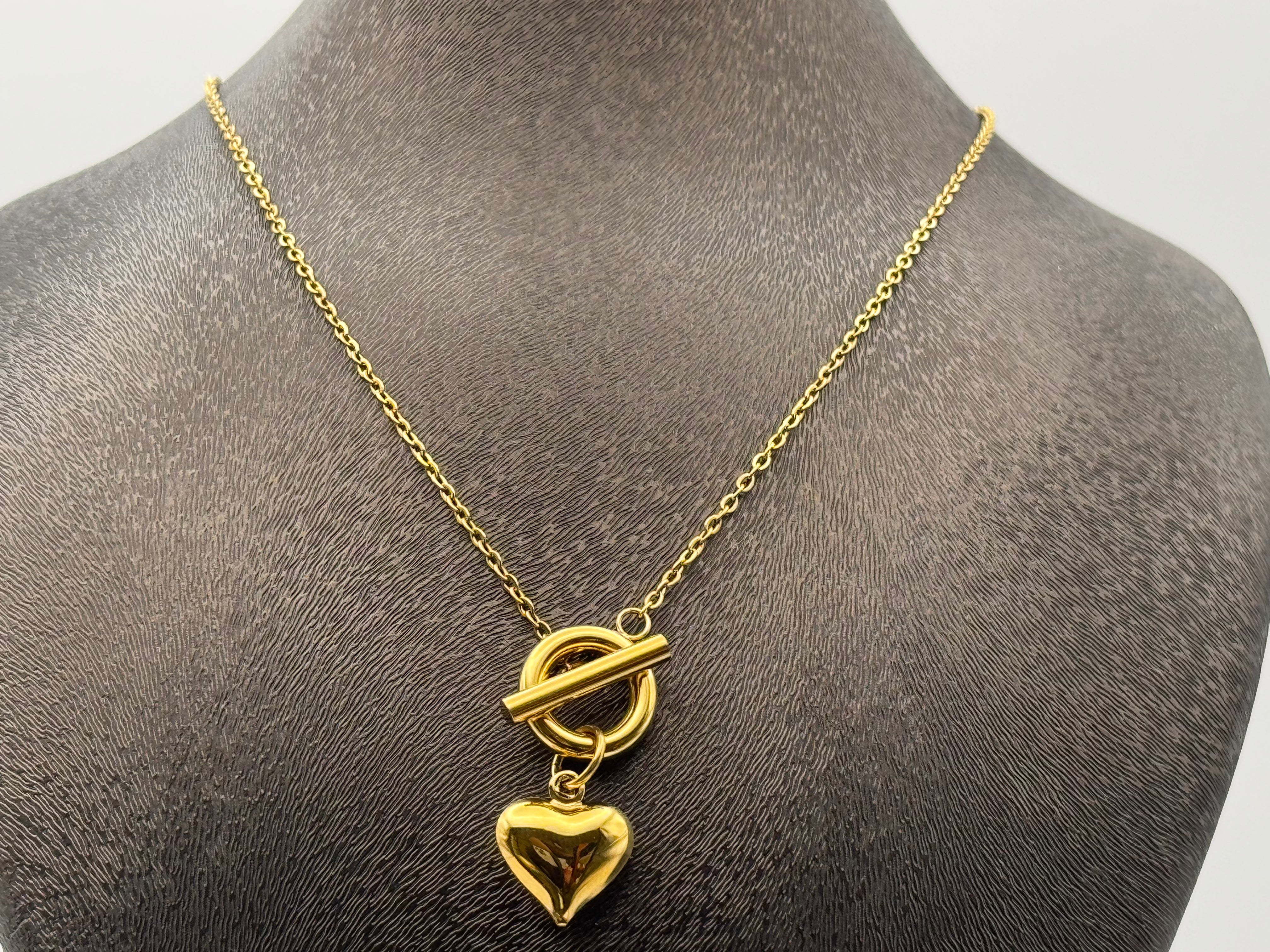 Gold Necklace with Heart Charm
